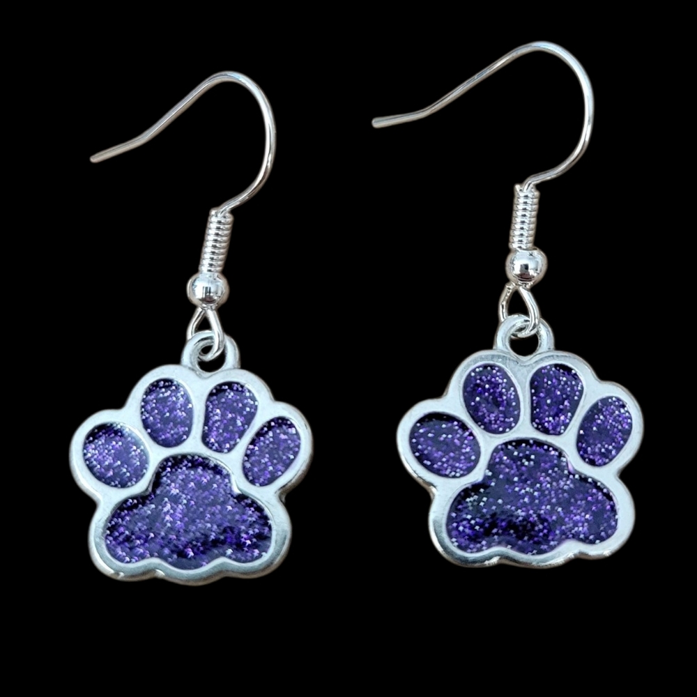 Purple Paw Print earrings